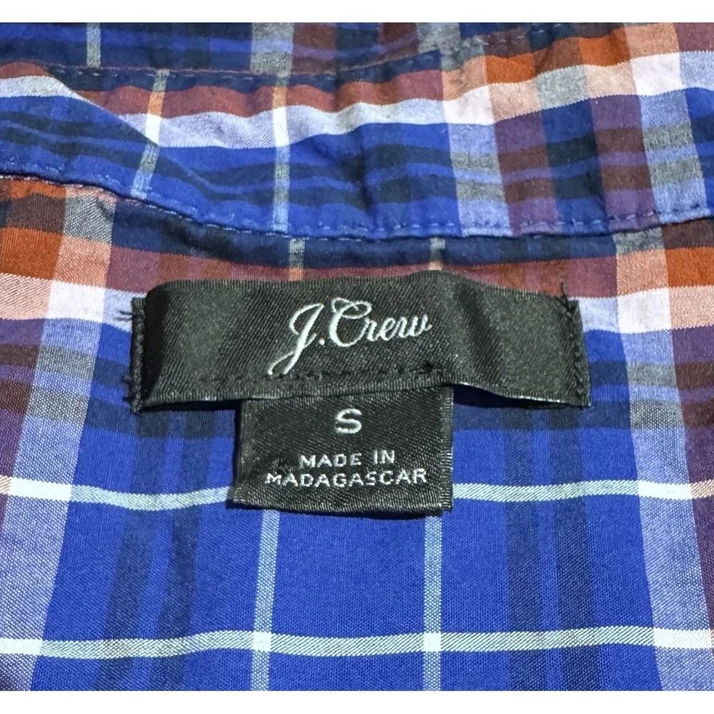J. Crew Men's Collared Button Up‎ Pocket Long Sleeve Cotton Shirt Blue Red Plaid